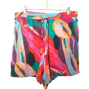 Abstract Print Shorts Multicolor Drawstring Casual Womenswear‎ Summer Vacation